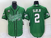 Men's Philadelphia Eagles #2 Darius Slay JR Green C Patch Cool Base Stitched Baseball Jersey,baseball caps,new era cap wholesale,wholesale hats